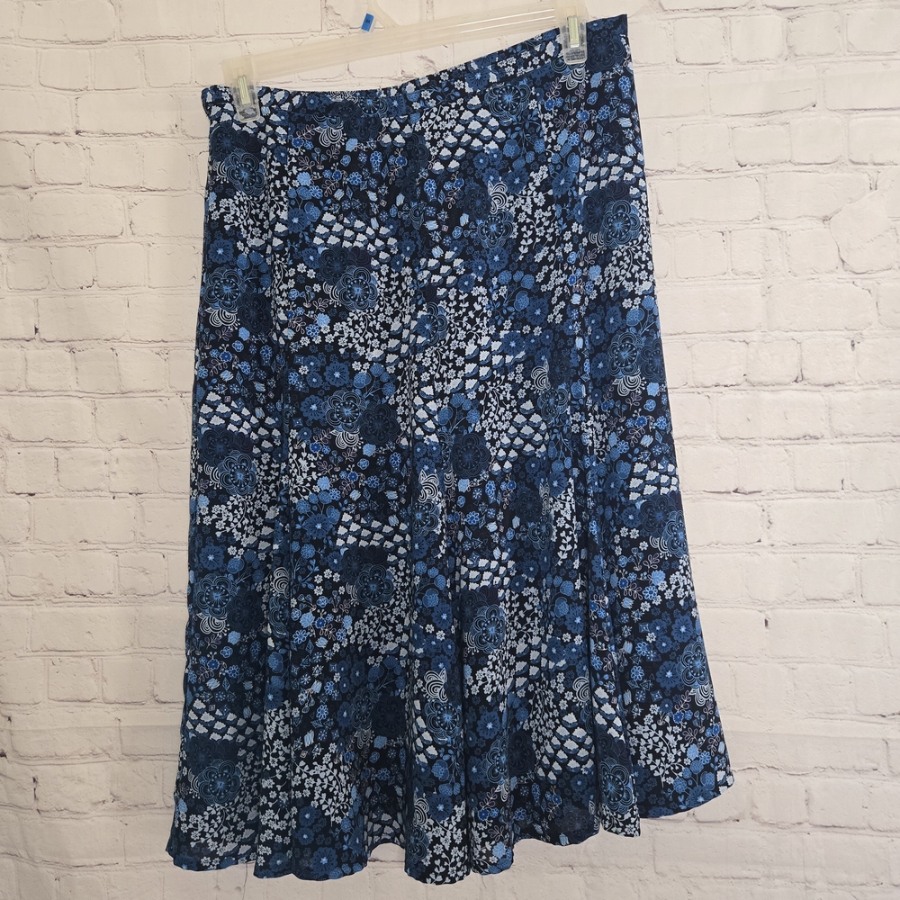 Sag Harbor Skirt sz 12 Blue Floral Layered Stretch Vtg 90s Y2k Whimsygoth